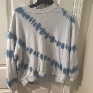 American Eagle Outfitters Blue and White Tie-Dye Sweater